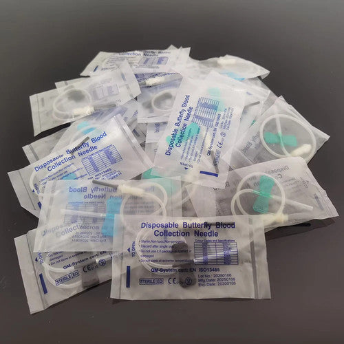 Disposable Butterfly Blood Collection Needle 21G 22G 23G 25G Sterile Clinical Lab Consumables Available In 50pcs & 100pcs Pack