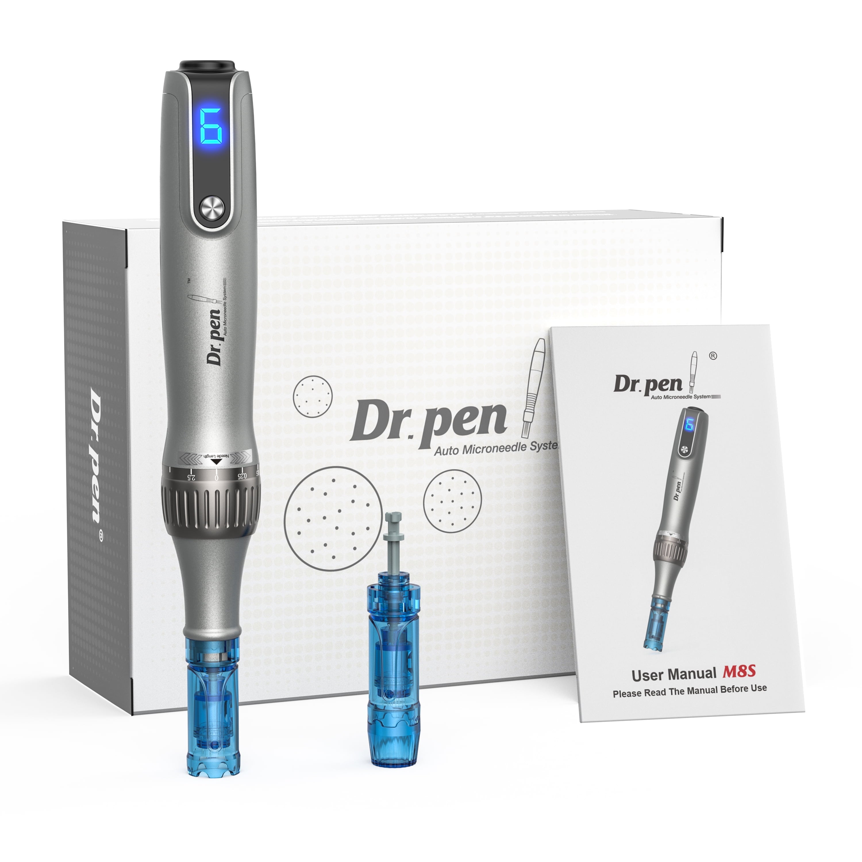 Electric M8S Dermapen Pen, Wireless Tool Auto Pen Care Tool with Skin Care Cartridges Replacement