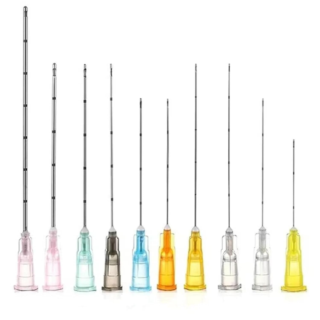 Micro Cannula with Puncture,Blunt Tip for Filler-18g/21g/22g/23g/25g/27g/30g 25/38mm/50/70mm