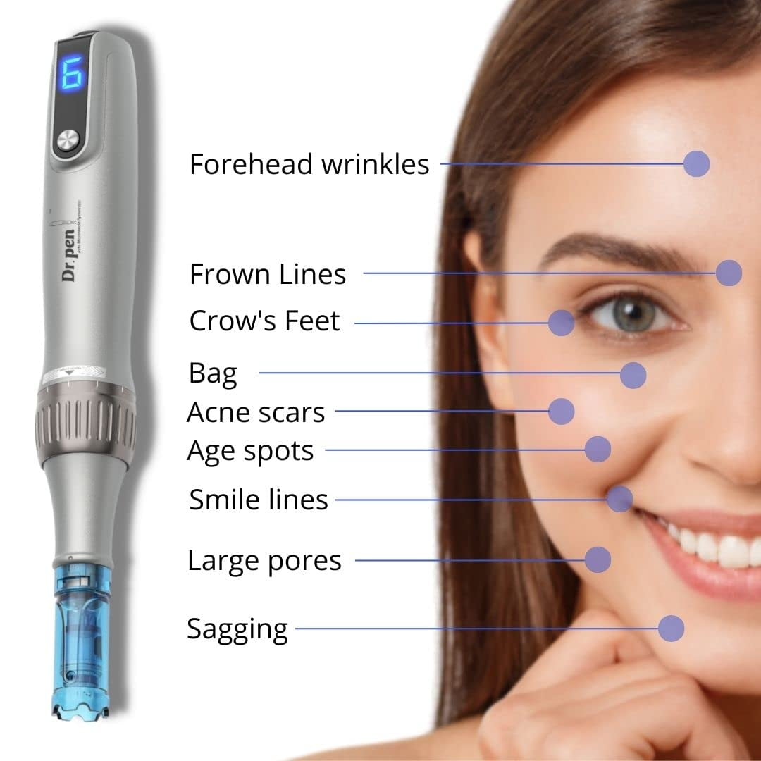 Electric M8S Dermapen Pen, Wireless Tool Auto Pen Care Tool with Skin Care Cartridges Replacement