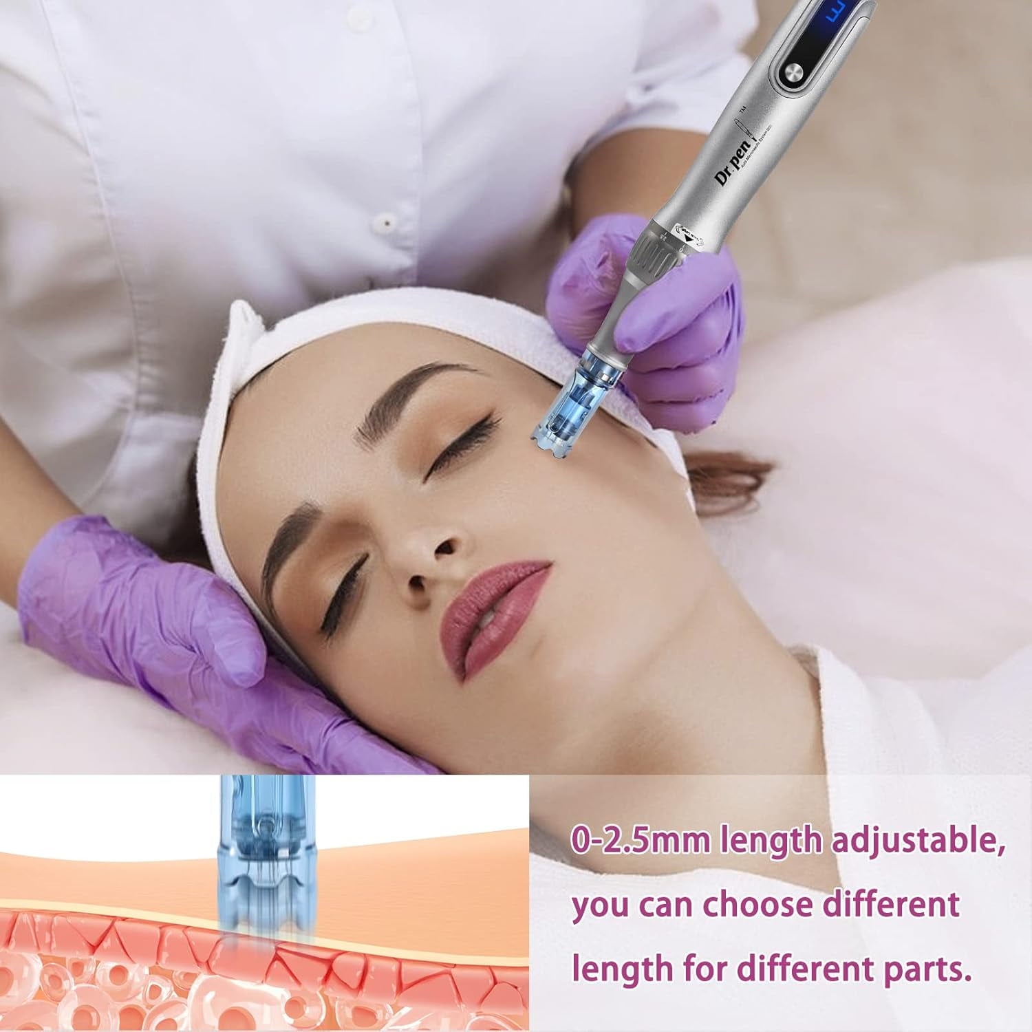 Electric M8S Dermapen Pen, Wireless Tool Auto Pen Care Tool with Skin Care Cartridges Replacement