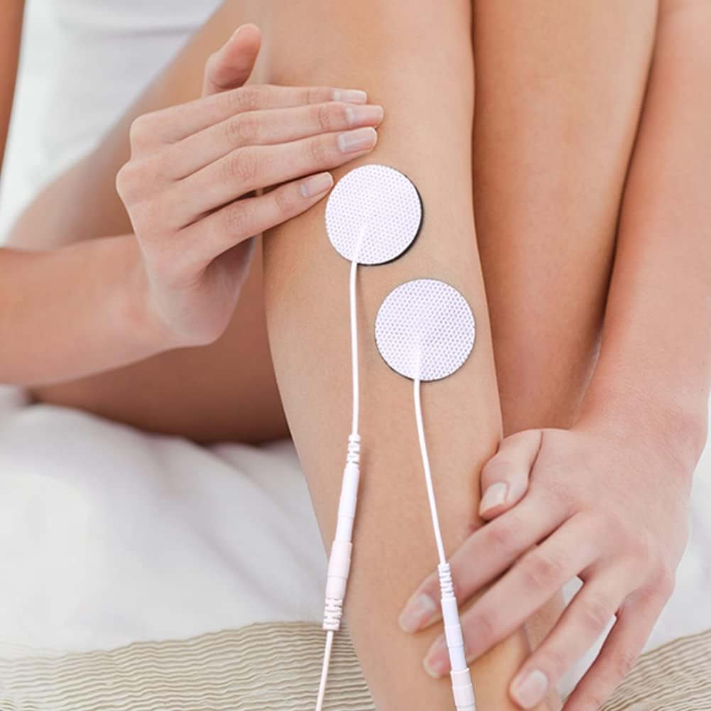 36X Replacement 1.25" 2mm Connector Round TENS Unit Electrode Pads Premium Adhesive Gel for EMS Muscle Stimulator