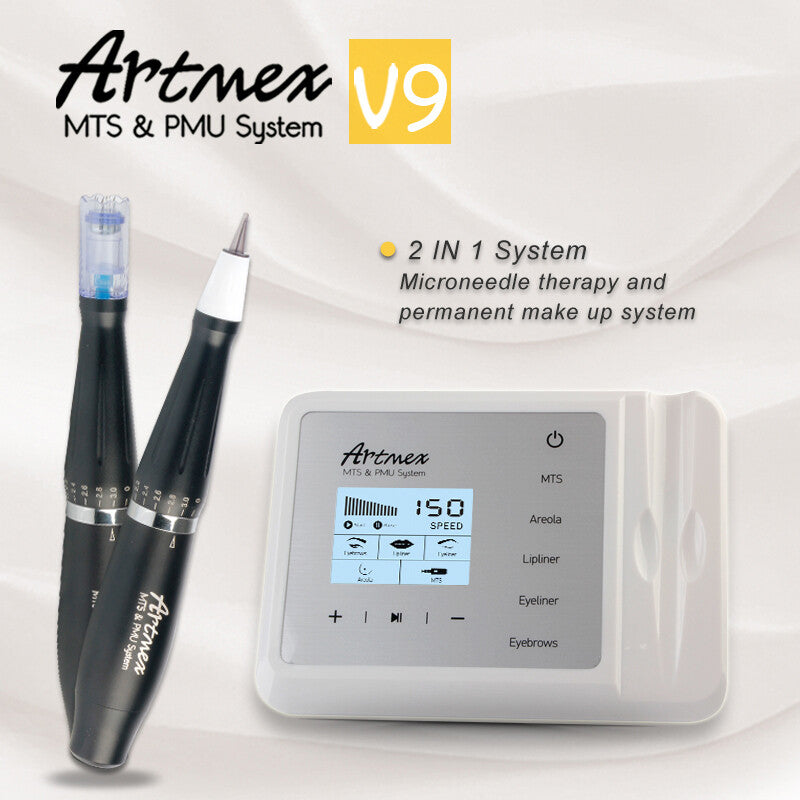 Artmex V9 Digital Charmant Permanent Makeup Machine Kit Microblading Pen for Eyebrow Lip Embroidery Tattoo with Cartridge Needle