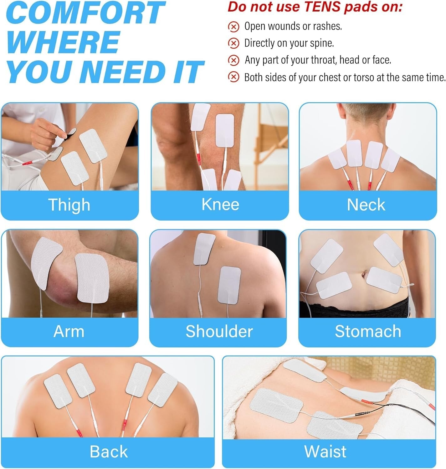 20/40X Replacement Large 2"x3.5" White Cloth Self Adhesive Electrode Pads for Tens Unit 7000 3000 Muscle Stimulator Pulse Massagers