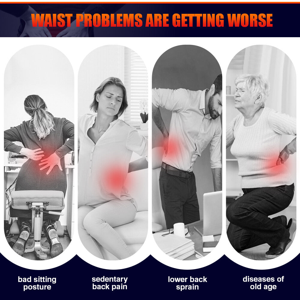Rechargeable Decompression Back Belt Red Light Heating Massage for Braces Back Pain Lower Lumbar Therapy Waist Support