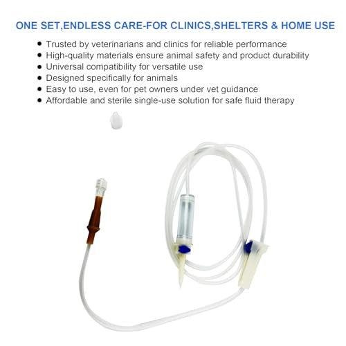 Disposable Sterile Intravenous Infusion Set For Animal Use Veterinary Adjustable Flow Fluid Delivery Infusion Catheter Tube Accessory (10 Pack)