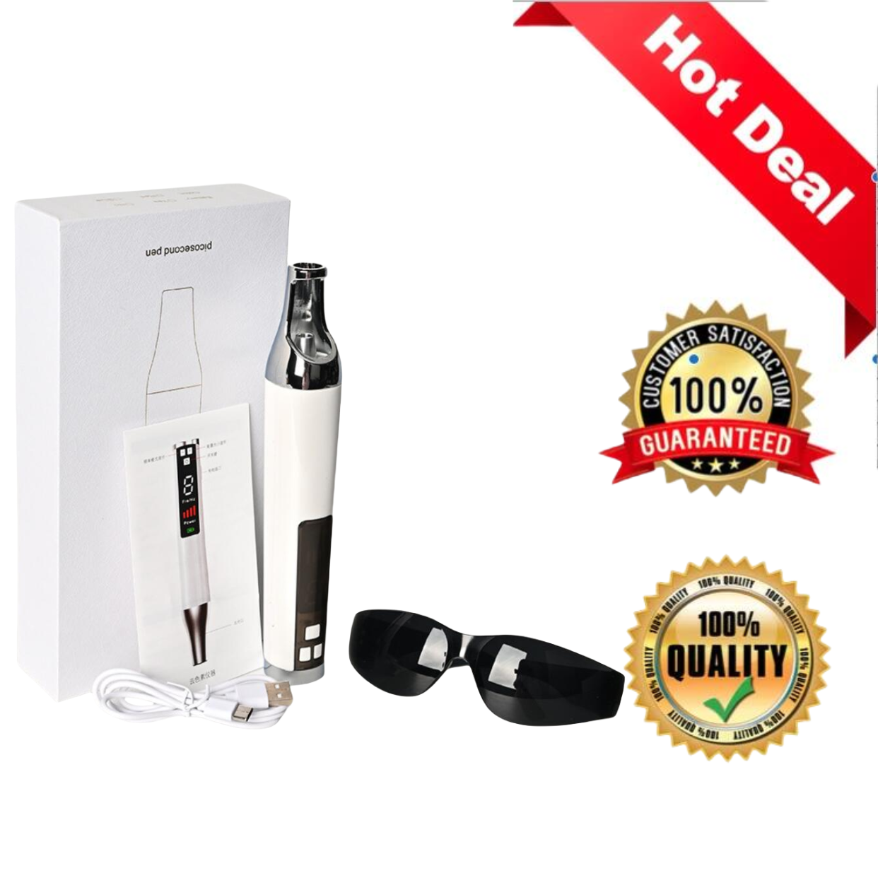 Portable Rechargeable Tattoo Removal Device Mole Removal 9 Modes Bule Light or Red Light Picosecond Mini Laser Pen