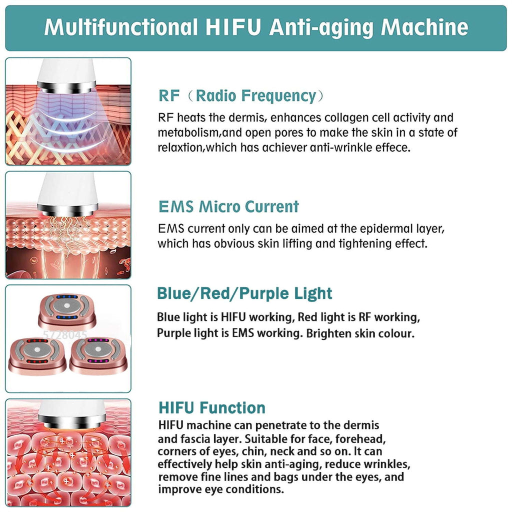 Mini HIFU RF Facial Skin Tightening Machine, Portable Radio Frequency Face Lifting Device for Wrinkle Reduction Skin Care