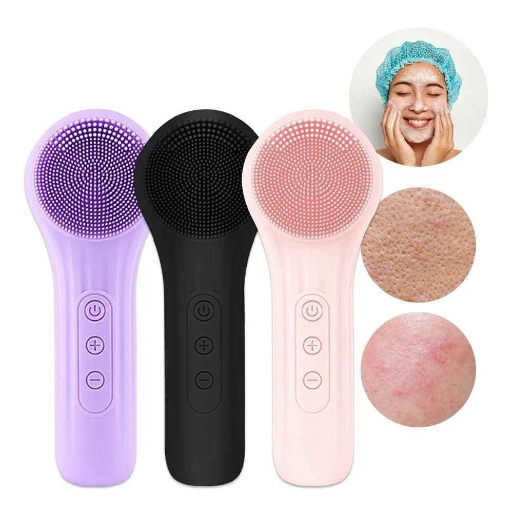 Electric Silicone Facial Cleansing Brush Rechargeable Vibration Face Scrubber Deep Clean Pore Exfoliate Skin Care Beauty Tool