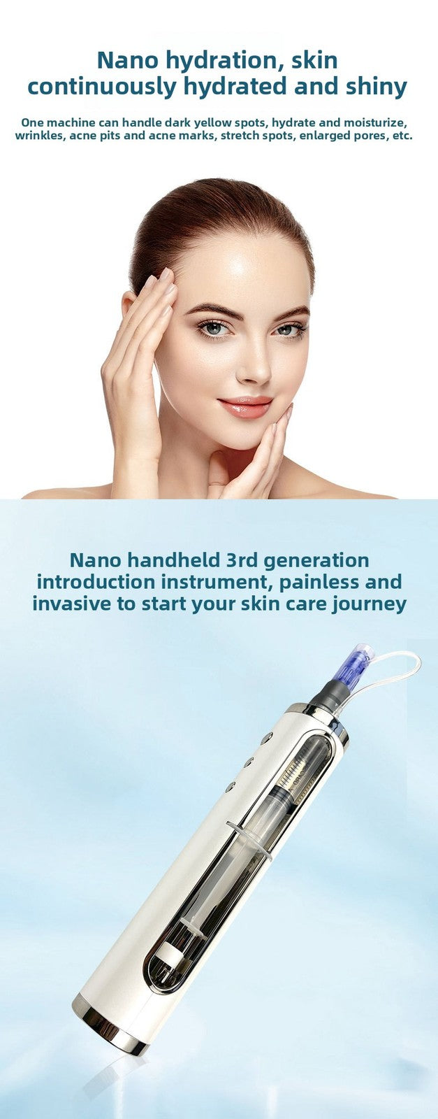 Auto Serum Feed Nano Microneedling Pen Electric Derma Pen Hydra Facial Skin Infusion Device for Home Salon Skin Beauty Treatment