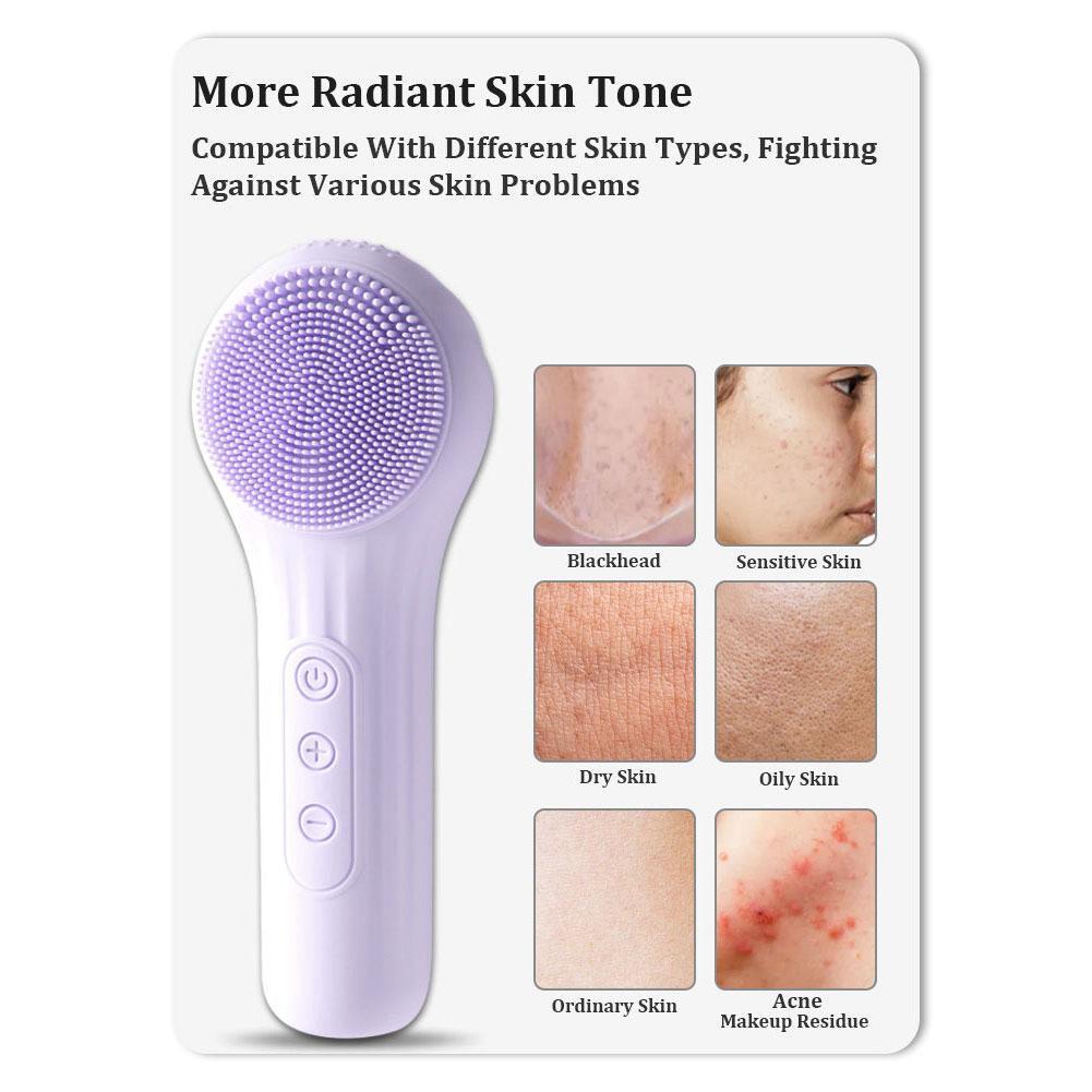 Electric Silicone Facial Cleansing Brush Rechargeable Vibration Face Scrubber Deep Clean Pore Exfoliate Skin Care Beauty Tool
