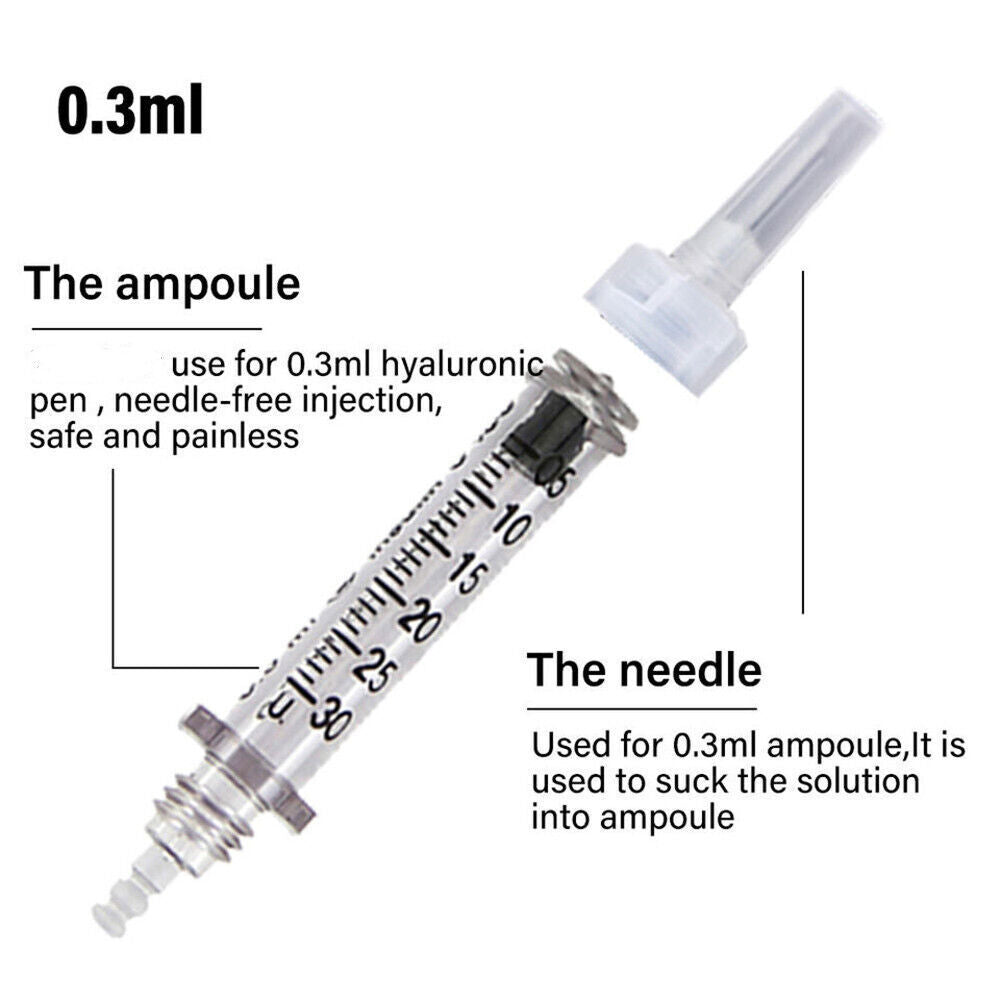 Manual Pressure Hyaluronic Acid Injection Pen Kit 0.3ml Syringe Ampoule Head Anti-Age Skin Filling Beauty Instrument Set
