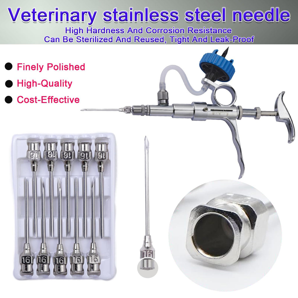 Stainless Steel Veterinary Injection Needles for Livestock Pig Cattle Sheep Horse Dog Poultry Farm Animal Use 10 Pcs/Box