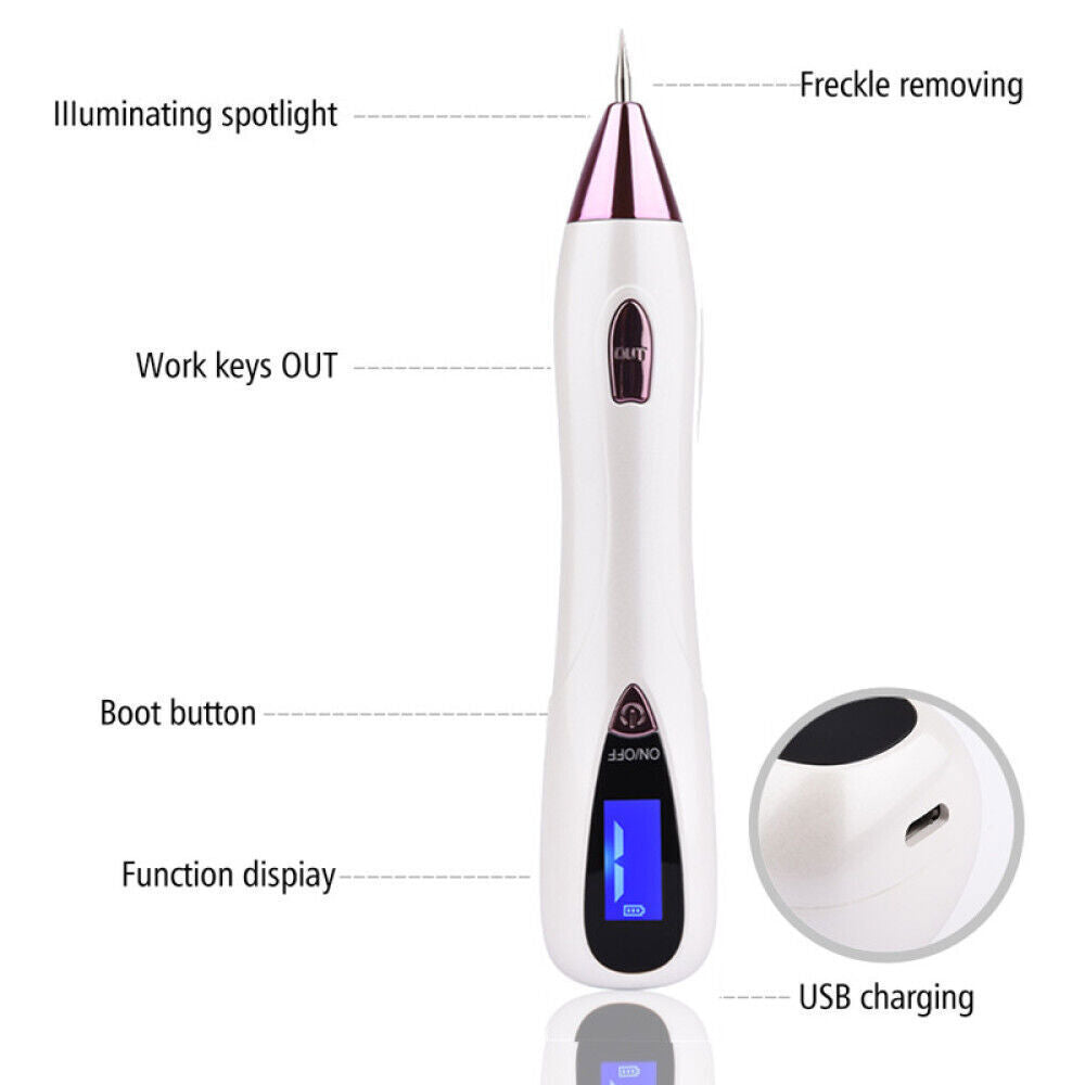 LCD Laser Skin Tag Freckle Wart Dot Mole Remove Pen Dark Spot Tattoo Removal USB Multi Function Beauty Equipment