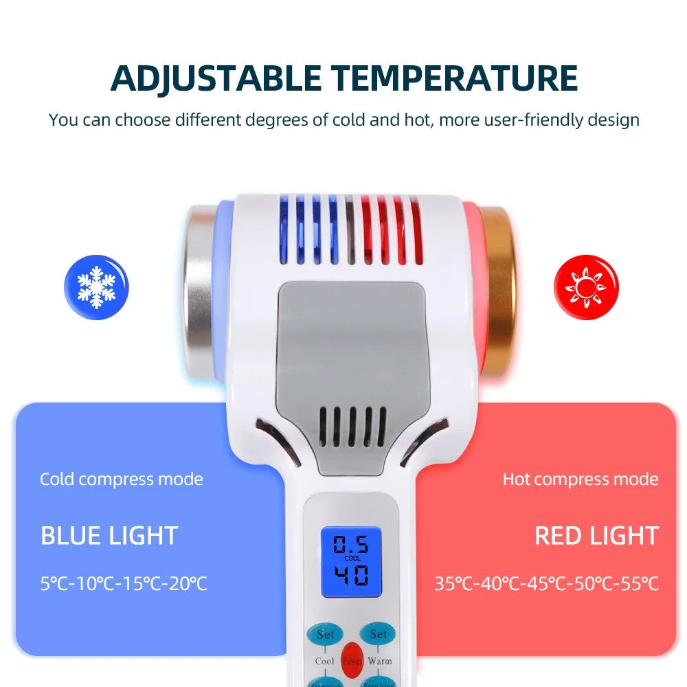 Hot Cold Facial Skin Beauty Device Handheld Hot And Cool Hammer Machine LCD Display Temperature Control Anti Wrinkle Salon Instrument