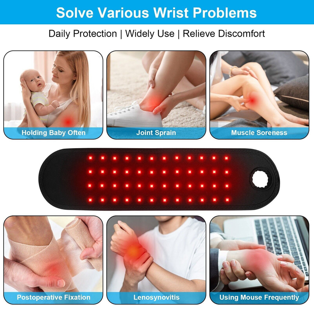 Red Light Therapy Wrist Wrap Pad 660nm 850nm Infrared LED Light Belt for Wrist Arm Joint Home Body Skin Relief Care