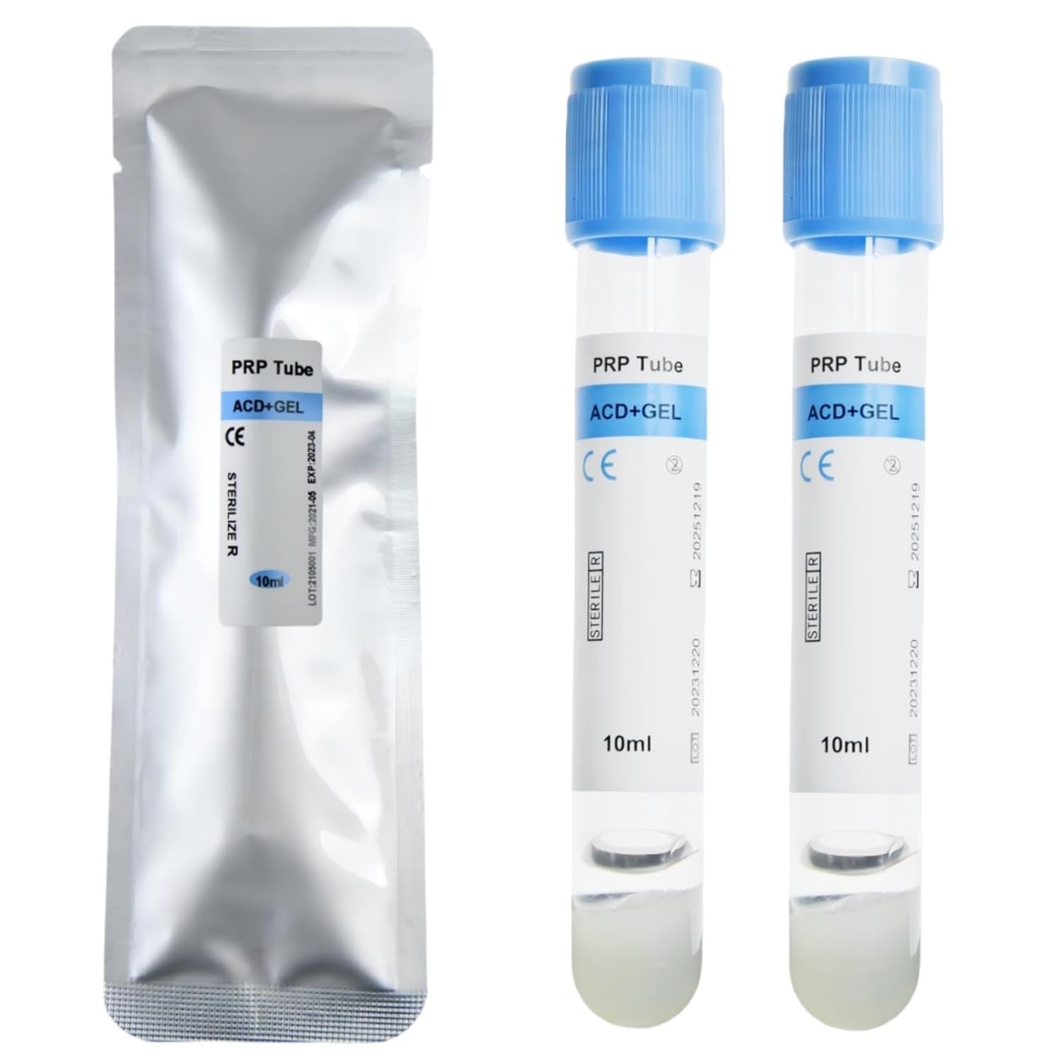 10 Pack Disposable 10ml Acd Gel Tubes With Cap Vacuum for Blood Collection Medical & Veterinary Beauty Facial Use