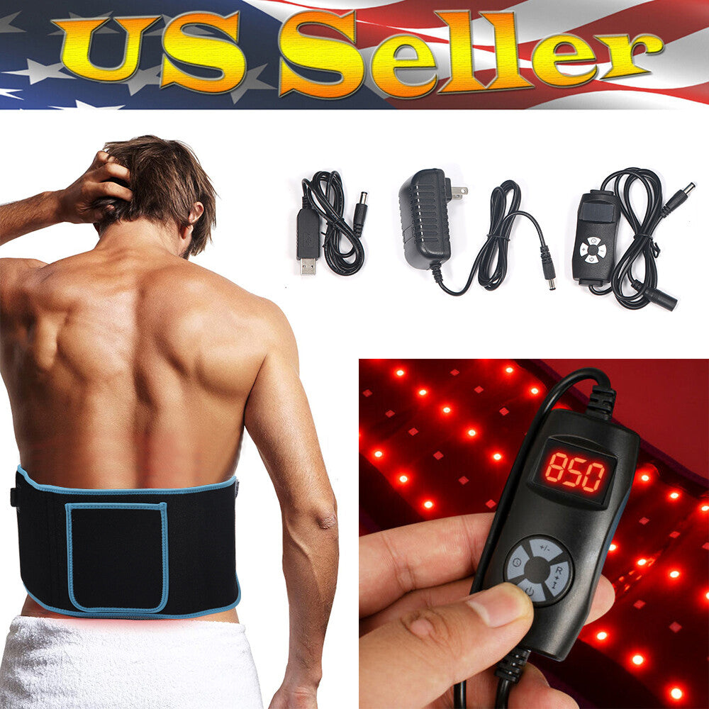 Red Light Therapy Infrared Light Therapy Wrap Belt for Body Pain Relief Wearable Large Pad for Waist Back Stomach Muscle Repair, Decrease Inflammation, Speed Healing LED 660nm&850nm with Controller