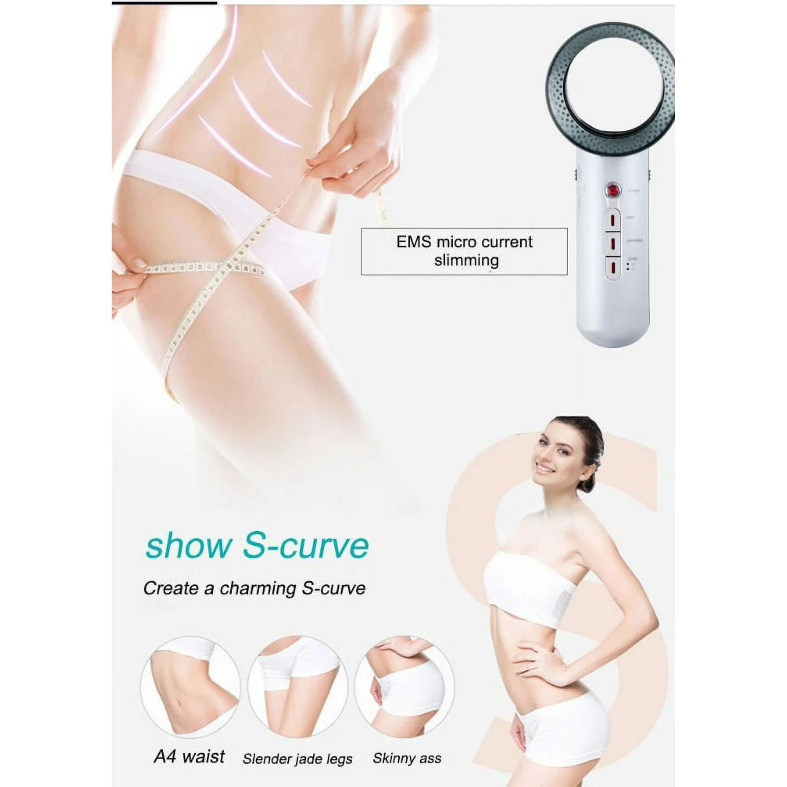 3 IN 1 Electric Microcurrent Slimming Beauty Instrument EMS Ultrasonic Massager Slimming and Fat Burning for Home Use