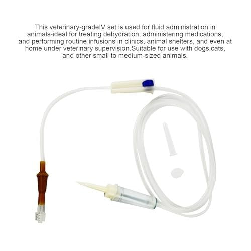 Disposable Sterile Intravenous Infusion Set For Animal Use Veterinary Adjustable Flow Fluid Delivery Infusion Catheter Tube Accessory (10 Pack)