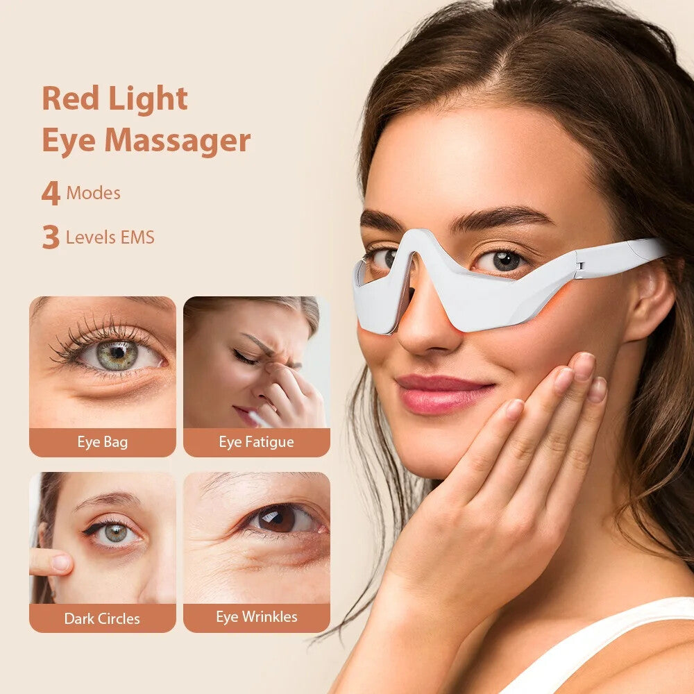 Rechargeable Red Light Therapy Eye Glasses Portable LED Infrared Light Mask For Eye Fatigue Relief Dark Circle Skin Recovery Care Device