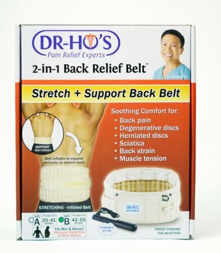 DR-HO'S 2-in-1 Decompression Belt for Lower Back Pain Relief Stretch and Lumbar Support - Size A/B