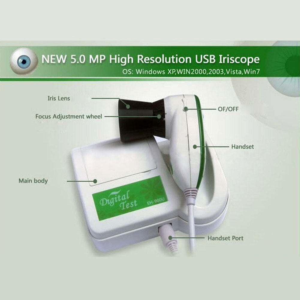 Latest 5.0 MP USB Iriscope Iris Analyzer Iridology Scanner Camera Lens w/ Pro Iris Software High Resolution