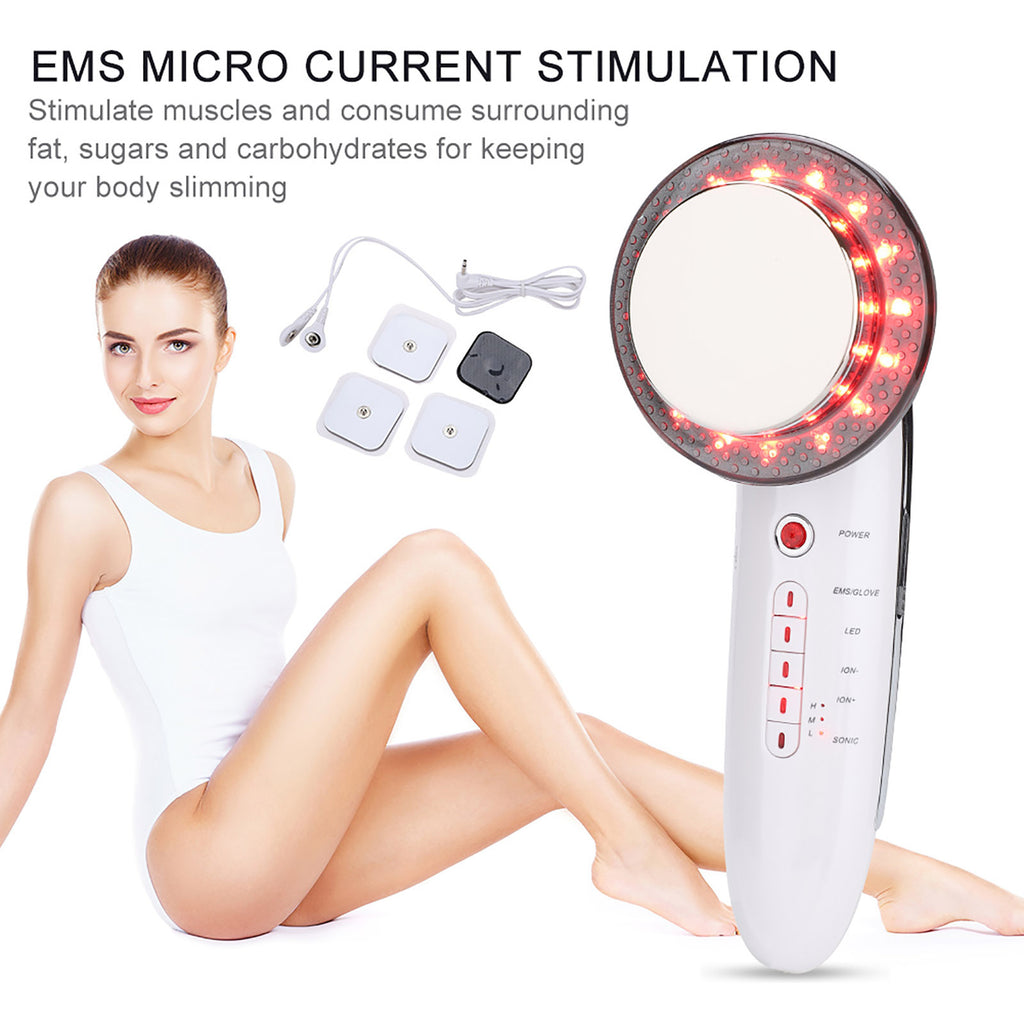 6 In 1 EMS LED Galvanic Ion Machine Ultrasonic Body Slimming Skin Tightening Fat Burning Anti Cellulite Massager