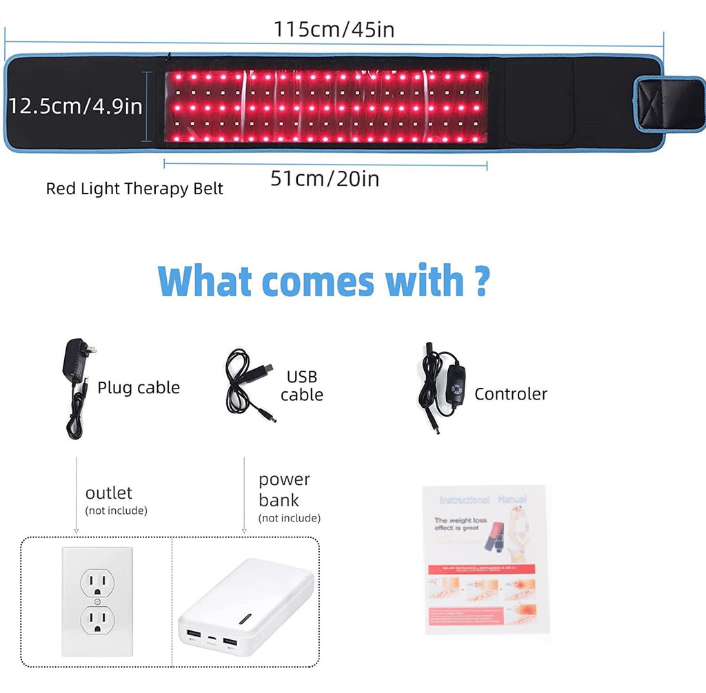 Red Light Therapy Infrared Light Therapy Wrap Belt for Body Pain Relief Wearable Large Pad for Waist Back Stomach Muscle Repair, Decrease Inflammation, Speed Healing LED 660nm&850nm with Controller