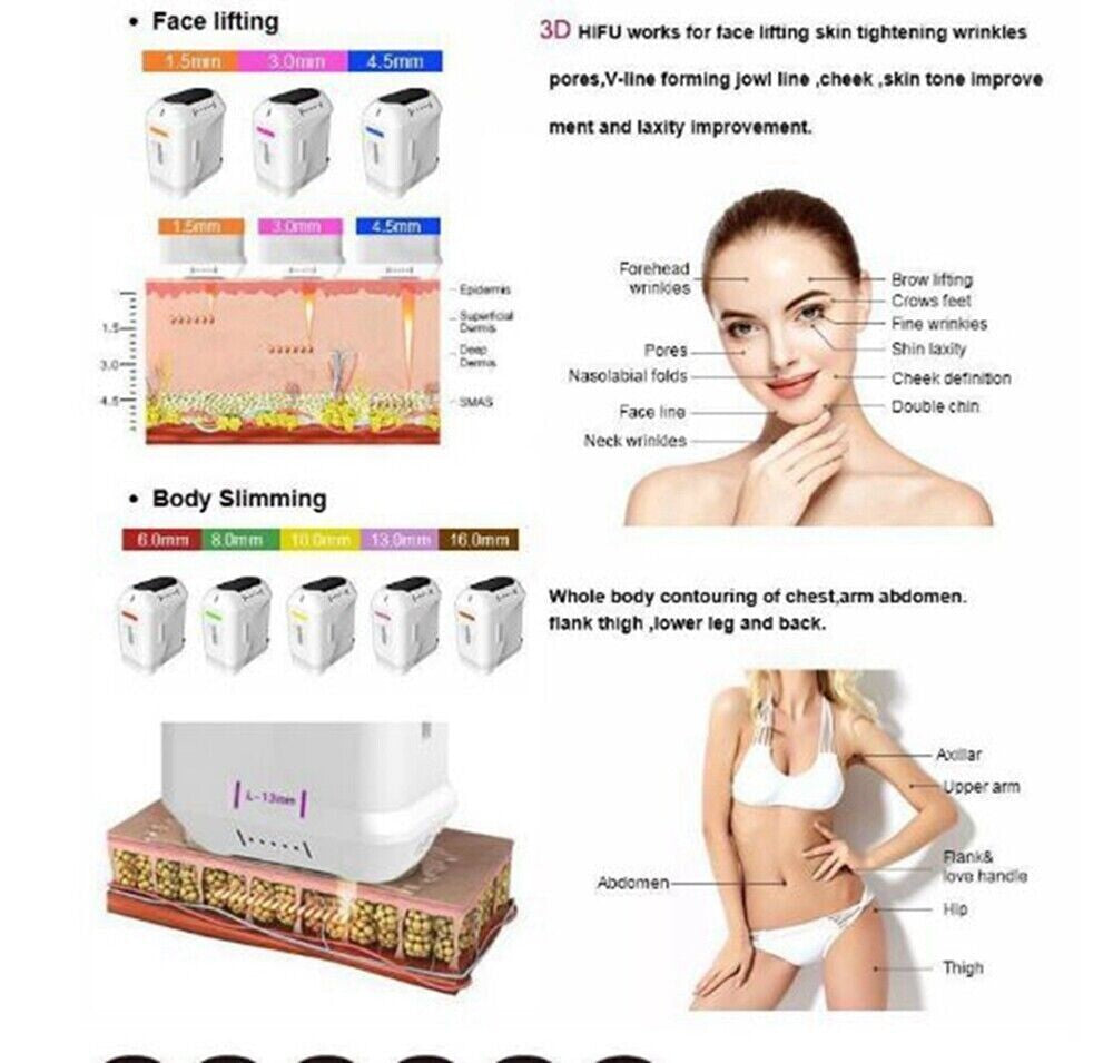 3D 4D Replace Transducer SMAS Lifting Hifu Machine Cartridges 12 Lines Cartridges Probe for Face Body Skin Care Machine