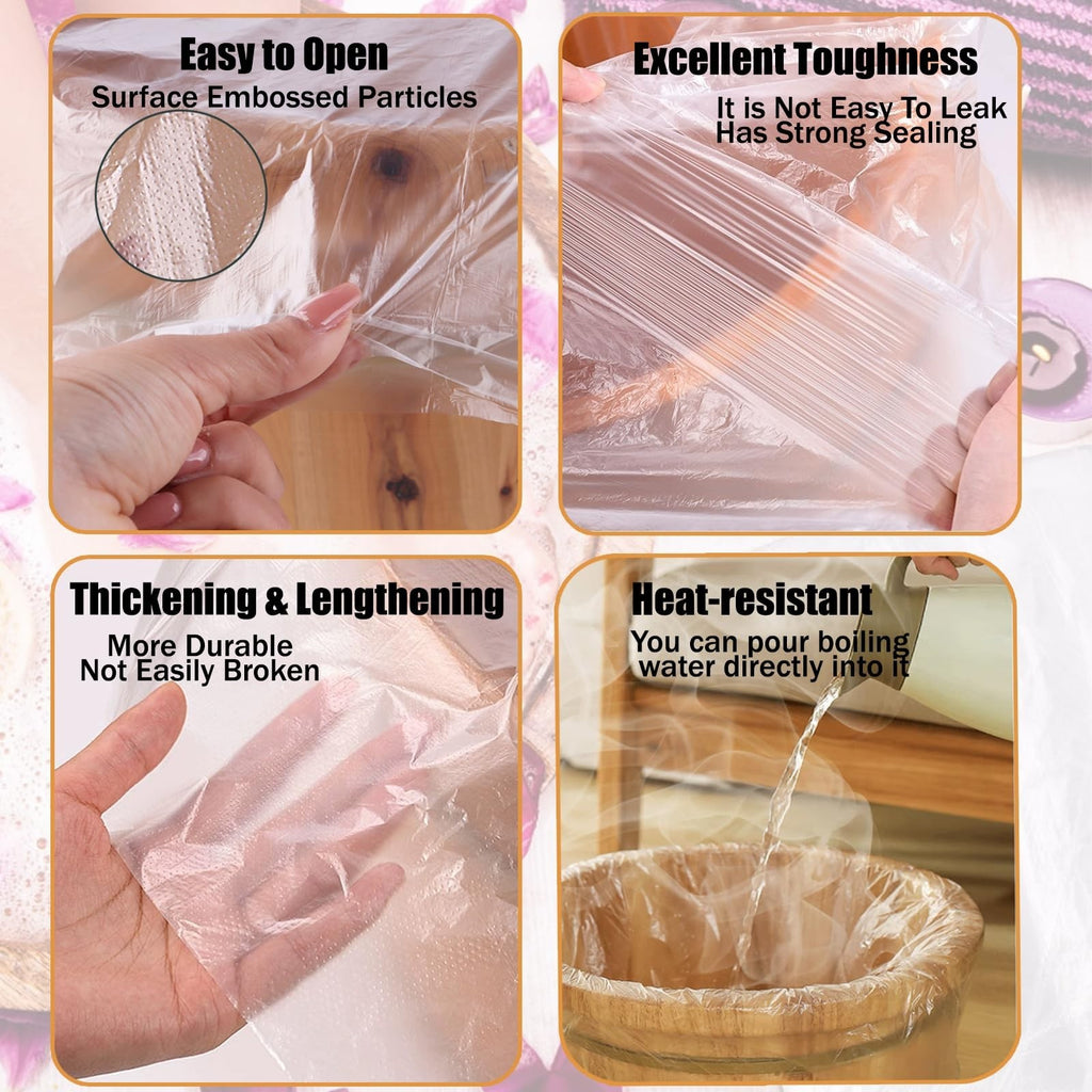 100Pcs Disposable Foot Bath Liners 28x28 Inch Plastic Foot Tub Bags For Ionic Detox Foot Spa Home Salon Foot Soak Use