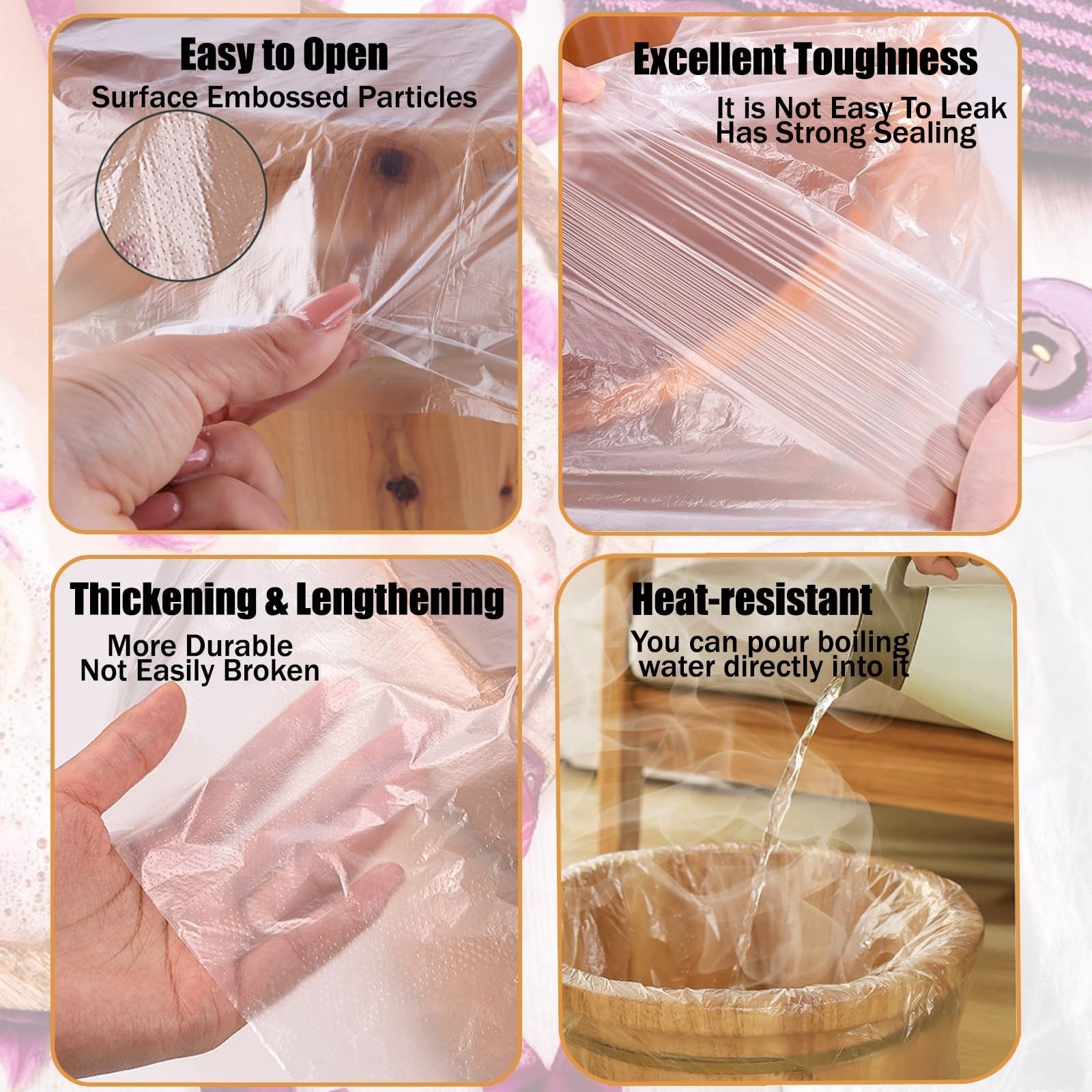 100Pcs Disposable Foot Bath Liners 28x28 Inch Plastic Foot Tub Bags For Ionic Detox Foot Spa Home Salon Foot Soak Use