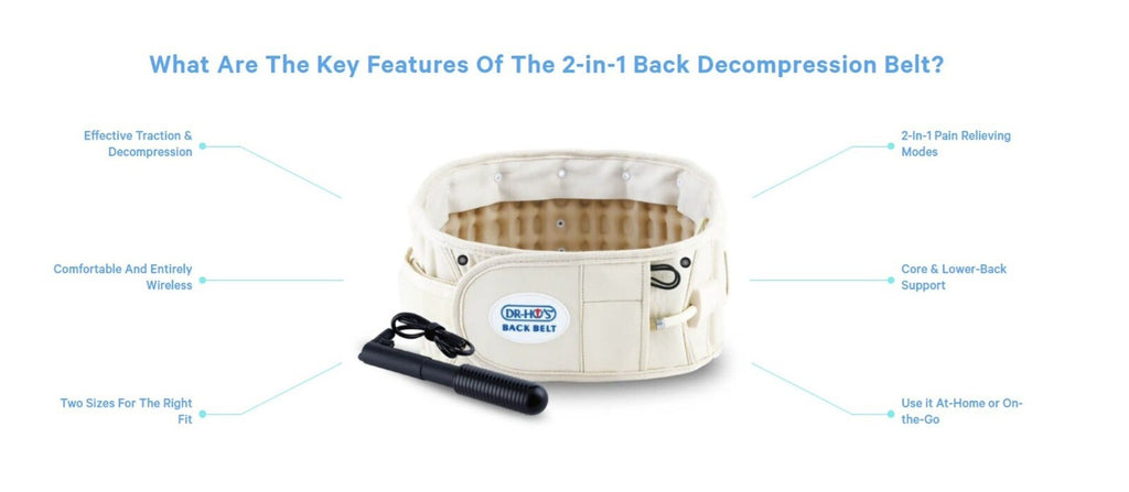 DR-HO'S 2-in-1 Decompression Belt for Lower Back Pain Relief Stretch and Lumbar Support - Size A/B