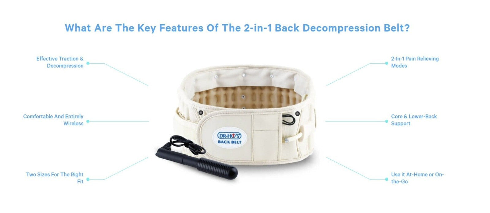 DR-HO'S 2-in-1 Decompression Belt for Lower Back Pain Relief Stretch and Lumbar Support - Size A/B