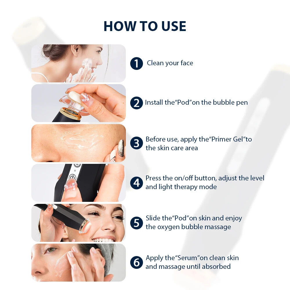 Portable Oxygen Bubble Facial Pen Rechargeable Home Skin Care Machine Deep Cleansing Moisturizing Face Beauty Device