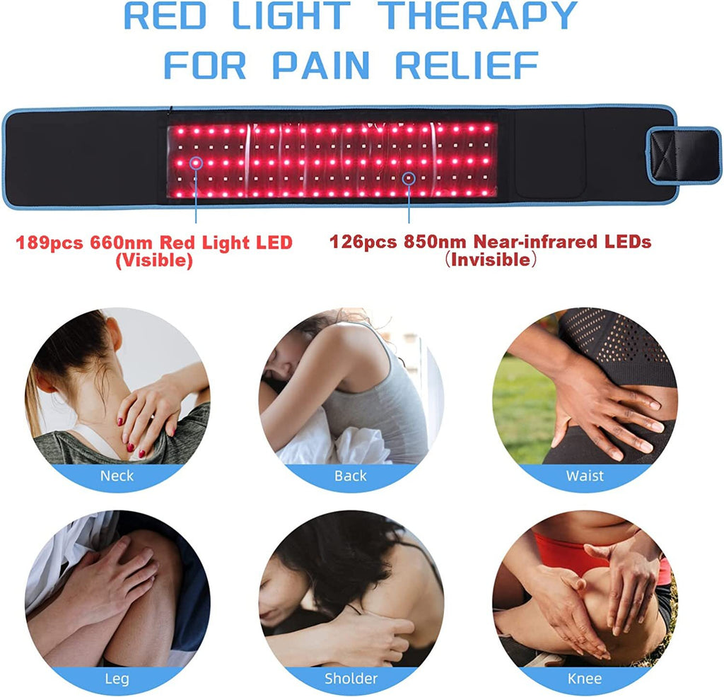 Red Light Therapy Infrared Light Therapy Wrap Belt for Body Pain Relief Wearable Large Pad for Waist Back Stomach Muscle Repair, Decrease Inflammation, Speed Healing LED 660nm&850nm with Controller