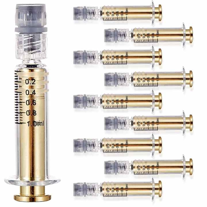 1ml Luer Lock Glass Syringe With Metal Plunger No Needle Liquid Dispenser For Essential Oil Cosmetic Gel Laboratory Sample Storage Tool (10 Pack)