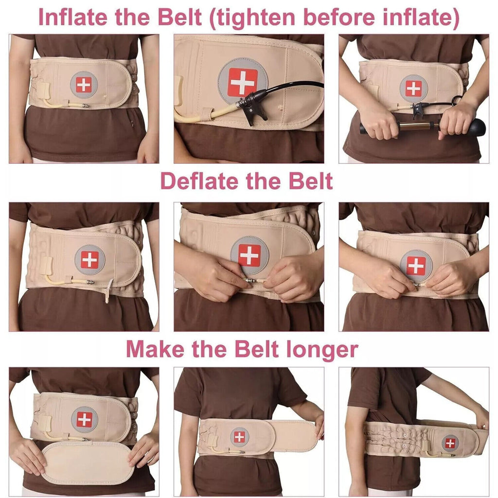 Air Traction Inflatable Spine Decompression Back Belt Lumbar Support for Lower Back Pain Relief Fast