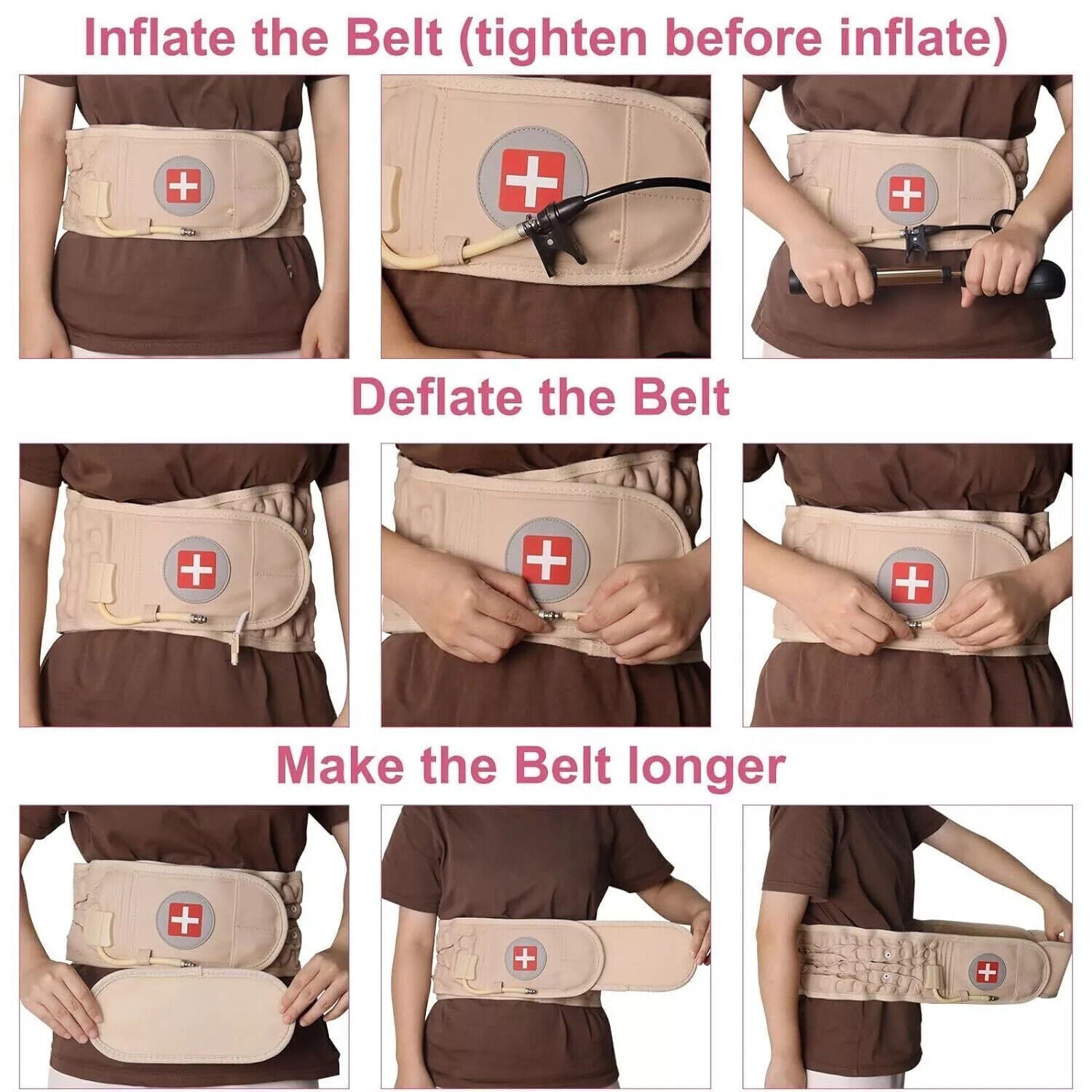 Air Traction Inflatable Spine Decompression Back Belt Lumbar Support for Lower Back Pain Relief Fast