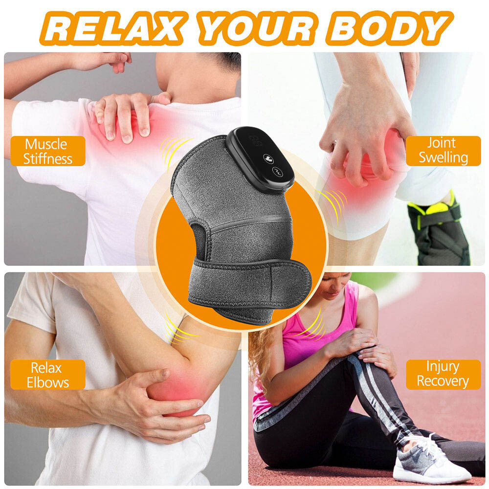 3 IN 1 Smart Timed Pain Relief Heating Vibration Elbow Shoulder Knee Massage Belt Electric Joint Body Massager for Leg