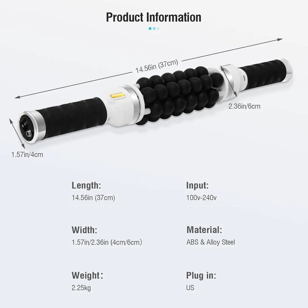 Electric Deep Tissue Roller Massage Stick Rechargeable Muscle Relax Roller Tool For Leg Back Arm Soreness Recovery Fitness Massage Device