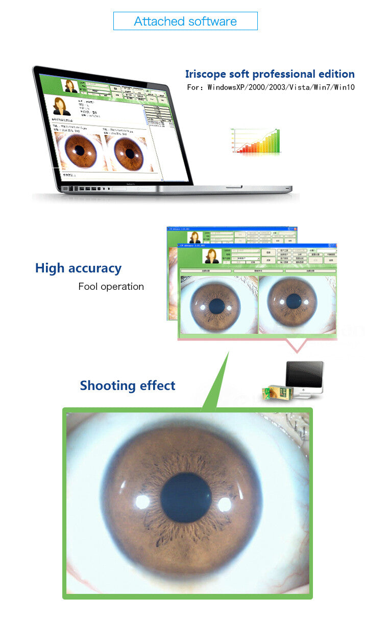 Portable Handheld Iris Scanner 12MP Digital Iriscope Analyzer Iridology Appliance Eye Camera Iris Scanner