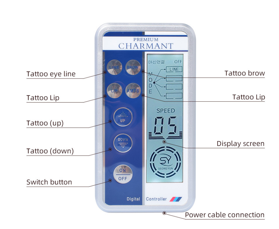 Digital Permanent Makeup Tattoo Machine Kit With 10pcs 1P Needles For Eyebrow Lip Eyeliner Freckle Removal Salon Beauty Device
