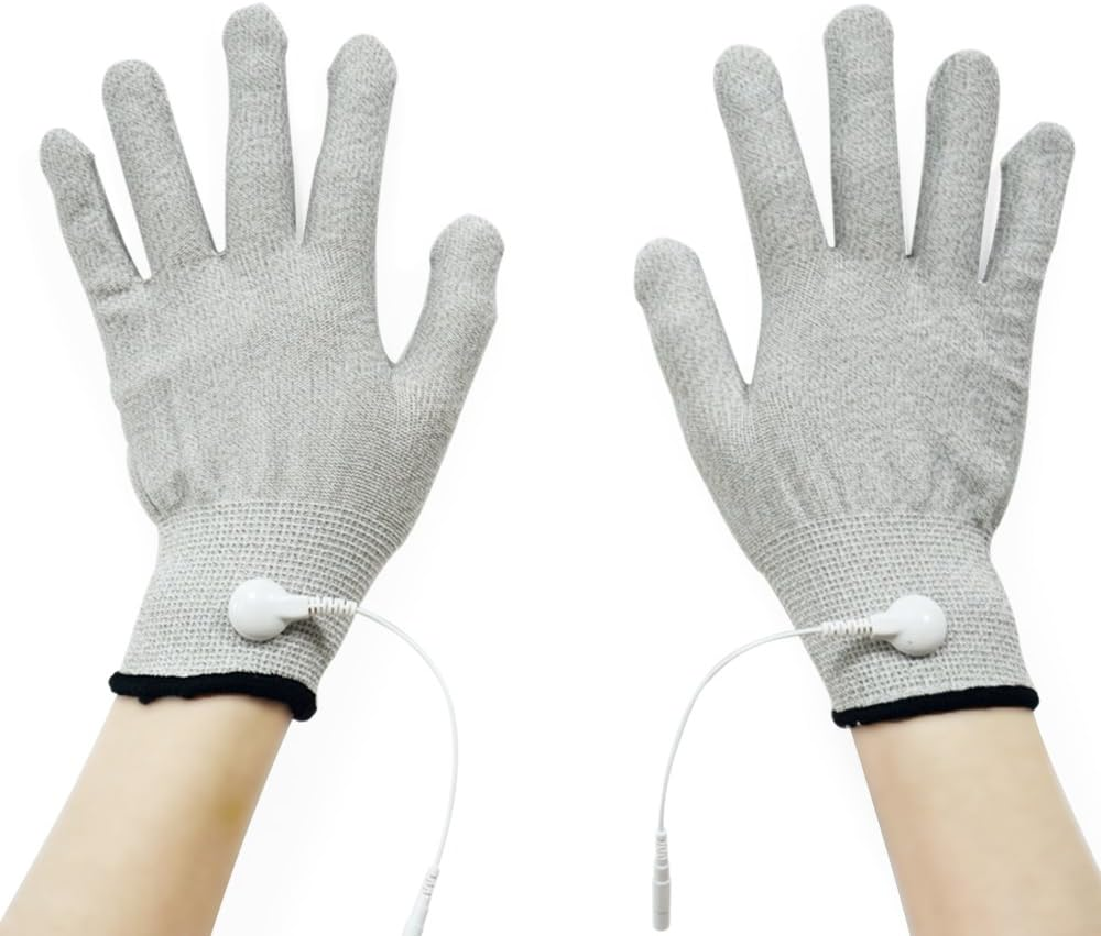 L Size Conductive Electrode Massage Gloves With Cable For TENS EMS Physiotherapy Machine Hand Skin Relax Therapy Accessory