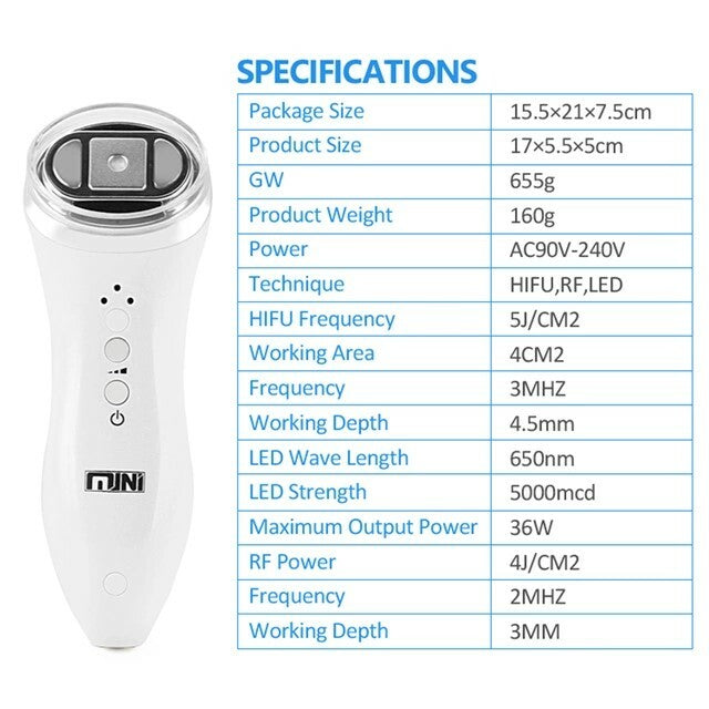 Mini Hifu Skin Care Machine LED Tightening Lifting  Anti-wrinkle Therapy Facial Beauty Device Home Use