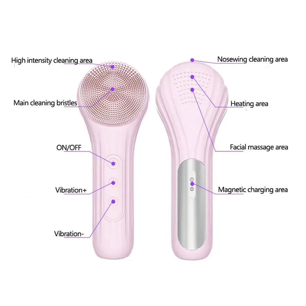 Electric Silicone Facial Cleansing Brush Rechargeable Vibration Face Scrubber Deep Clean Pore Exfoliate Skin Care Beauty Tool