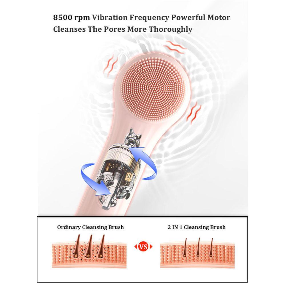 Electric Silicone Facial Cleansing Brush Rechargeable Vibration Face Scrubber Deep Clean Pore Exfoliate Skin Care Beauty Tool