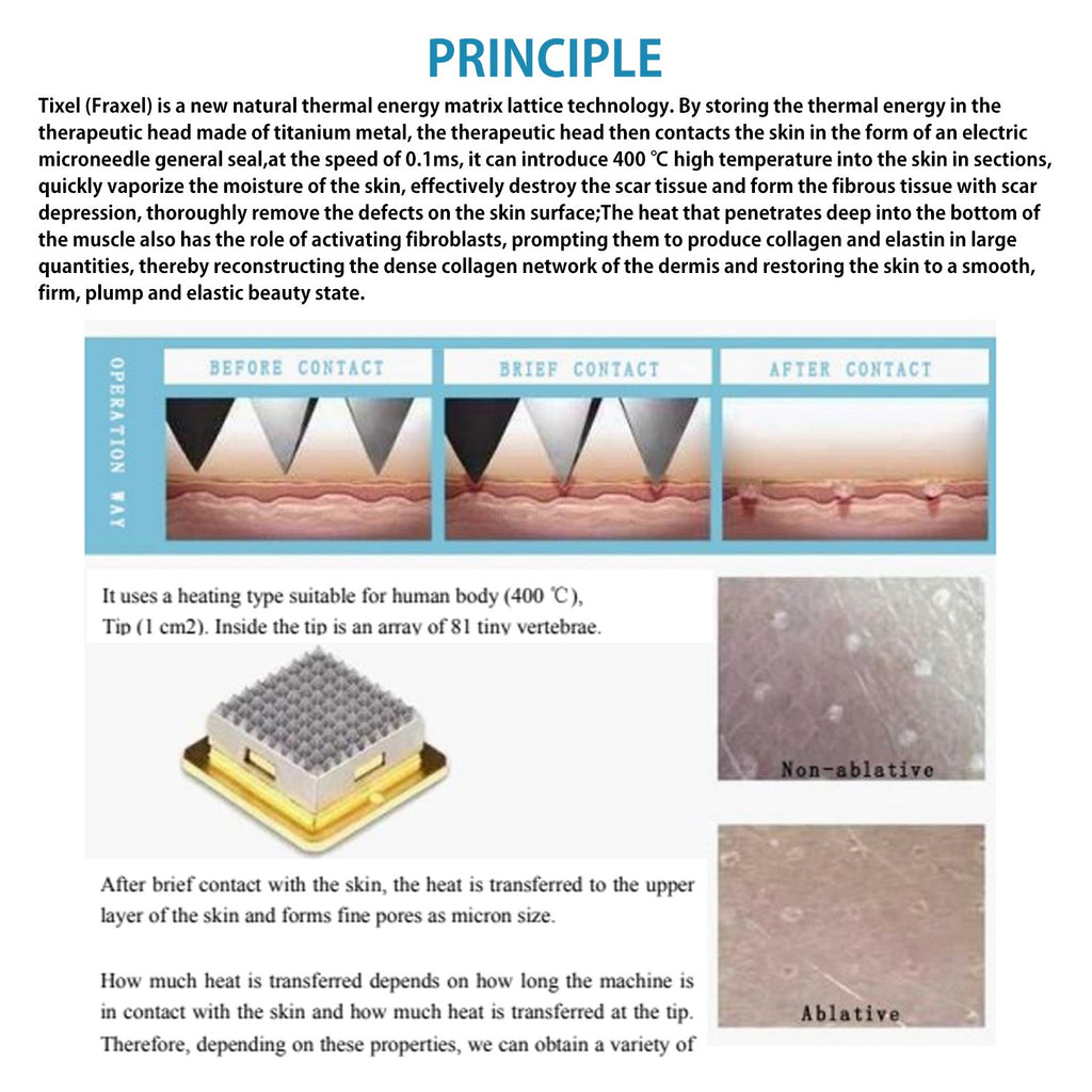 2 Handles Tixel Thermal Fractional Machine, Salon Skin Resurfacing Device for Stretch Mark, Scar & Wrinkle Removal Treatment