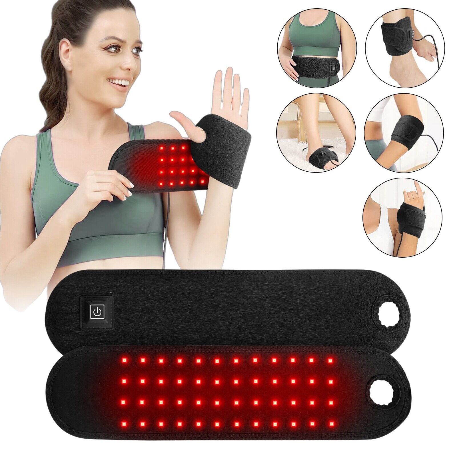 Red Light Therapy Wrist Wrap Pad 660nm 850nm Infrared LED Light Belt for Wrist Arm Joint Home Body Skin Relief Care