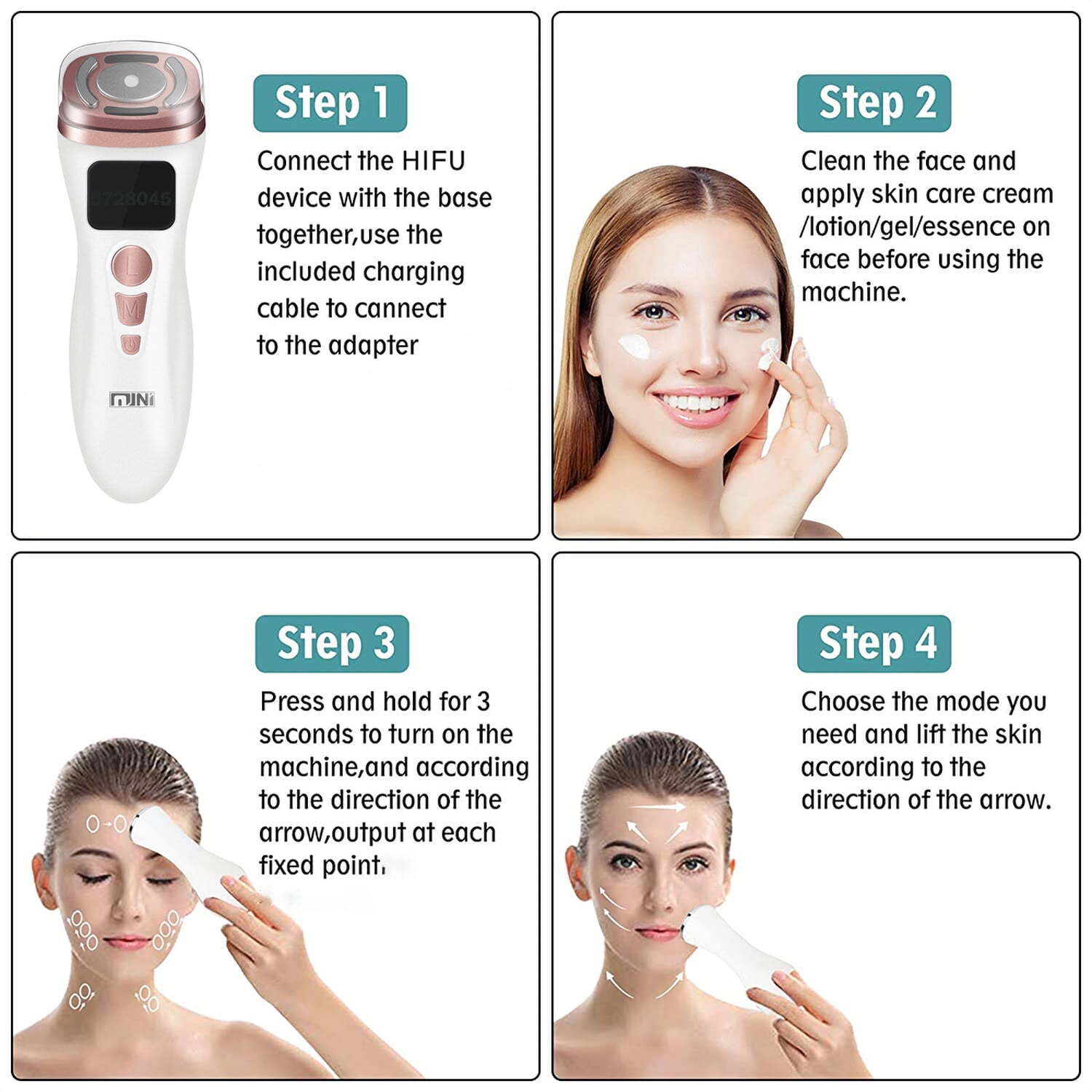 Mini HIFU RF Facial Skin Tightening Machine, Portable Radio Frequency Face Lifting Device for Wrinkle Reduction Skin Care